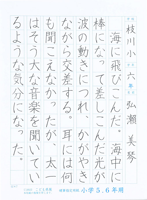 いの町枝川小６年 弘瀨 美琴